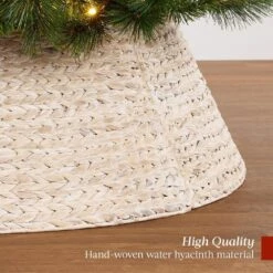 Best Choice Products 24 In. D Washed White Woven Hyacinth Christmas Tree Collar With Cord Cut-Out 14 Best Choice Products 24 In. D Washed White Woven Hyacinth Christmas Tree Collar With Cord Cut-Out -Northlight Shop best choice products christmas tree collars sky6790 76 1000