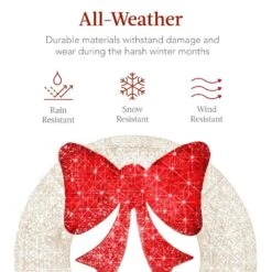 Best Choice Products 30 In. Pre-Lit LED Metal Outdoor Artificial Christmas Wreath With 100 Lights And White/Red Bow -Northlight Shop best choice products christmas wreaths sky8136 44 1000