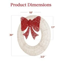 Best Choice Products 30 In. Pre-Lit LED Metal Outdoor Artificial Christmas Wreath With 100 Lights And White/Red Bow -Northlight Shop best choice products christmas wreaths sky8136 76 1000