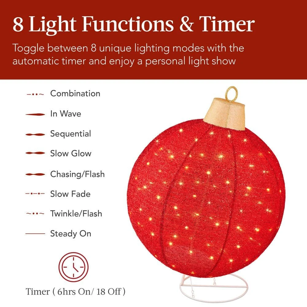 Best Choice Products 2-Piece Lighted Pop-Up Christmas Ornament Outdoor Decoration With 180 LED Lights In Red/Gold 3 Best Choice Products 2-Piece Lighted Pop-Up Christmas Ornament Outdoor Decoration With 180 LED Lights In Red/Gold - Image 3