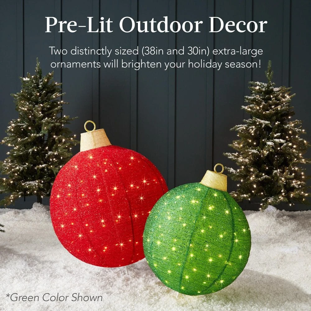 Best Choice Products 2-Piece Lighted Pop-Up Christmas Ornament Outdoor Decoration With 180 LED Lights In Red/Gold 2 Best Choice Products 2-Piece Lighted Pop-Up Christmas Ornament Outdoor Decoration With 180 LED Lights In Red/Gold - Image 2