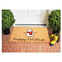 Happy Snowman Doormat 24" X 36" -Northlight Shop black natural calloway mills christmas doormats 107322436 31 1000