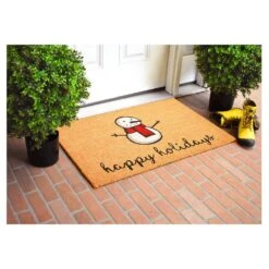 Happy Snowman Doormat 24" X 36" -Northlight Shop black natural calloway mills christmas doormats 107322436 e1 1000