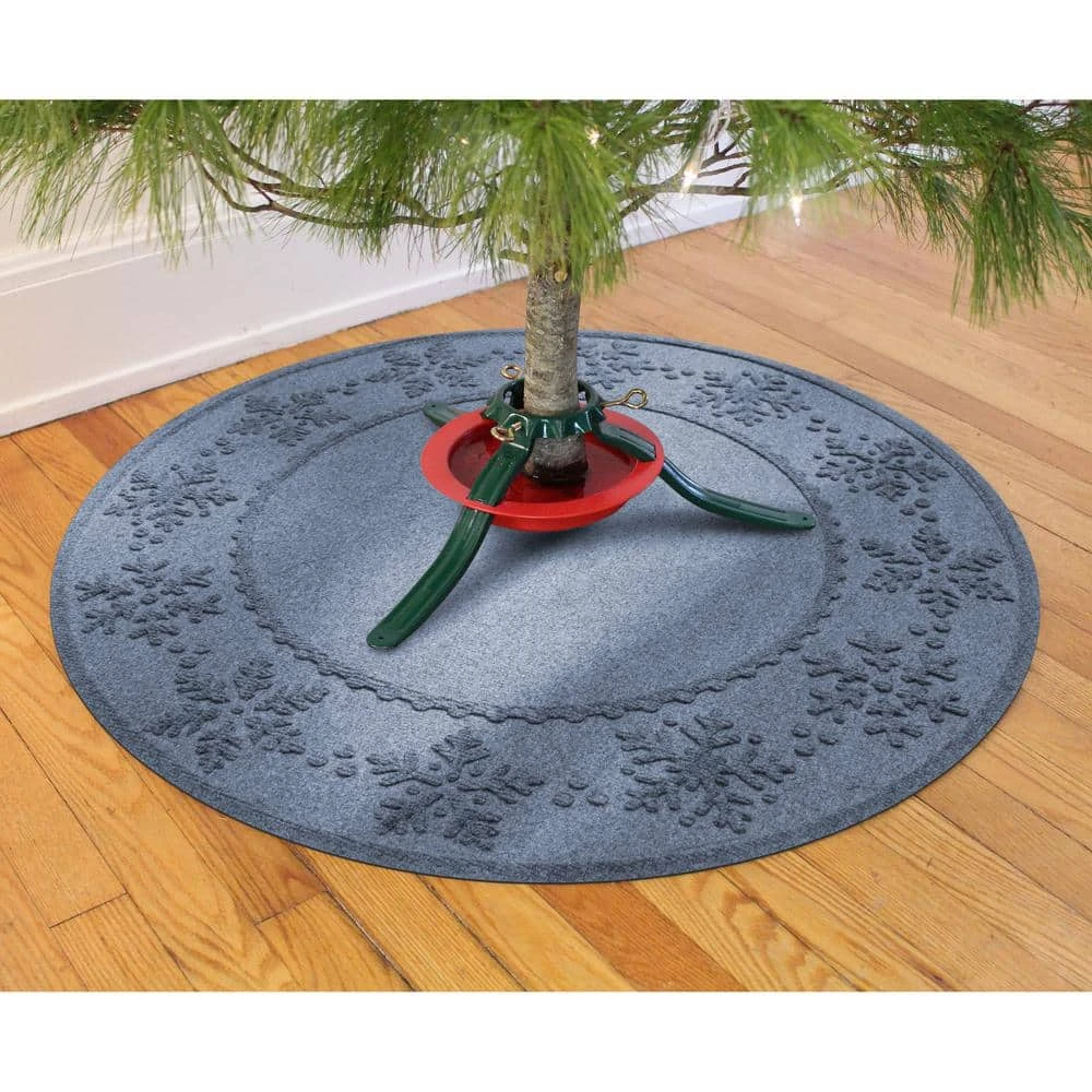Waterhog Snowflake 35 In. Round PET Polyester Indoor Outdoor Tree Skirt Mat Bluestone 8 Waterhog Snowflake 35 In. Round PET Polyester Indoor Outdoor Tree Skirt Mat Bluestone - Image 8