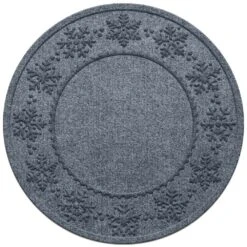 Waterhog Snowflake 35 In. Round PET Polyester Indoor Outdoor Tree Skirt Mat Bluestone