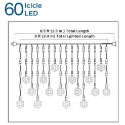 6.25 Ft. 60-Count Pure White Christmas LED Icicle With Snowflake -Northlight Shop brite star icicle lights 39 752 00 4f 1000