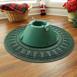 Aqua Shield Pine Tree Evergreen 35 In. Round PET Polytester/Rubber Christmas Tree Skirt Mat -Northlight Shop bungalow flooring christmas tree skirts 20293593535 31 1000