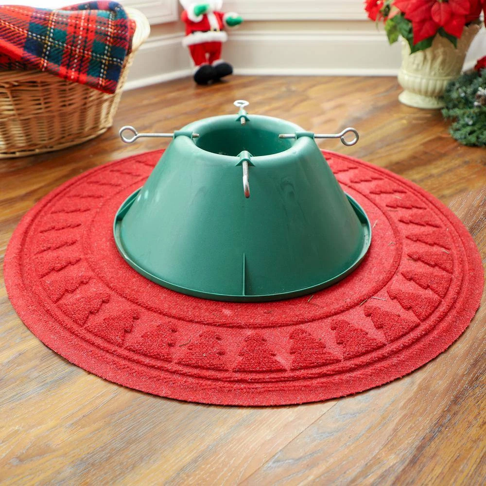Waterhog Pine 35 In. Round PET Polyester Indoor Outdoor Tree Skirt Solid Red 7 Waterhog Pine 35 In. Round PET Polyester Indoor Outdoor Tree Skirt Solid Red - Image 7