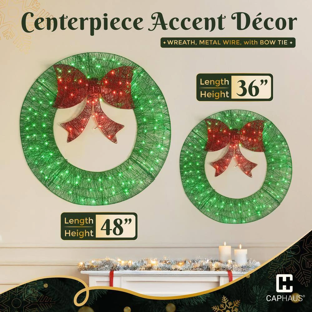 3 Ft. Green Pre-Lit Foldable Lighted Artificial Christmas Garland With LED Lights And Red Bow 3 3 Ft. Green Pre-Lit Foldable Lighted Artificial Christmas Garland With LED Lights And Red Bow - Image 3