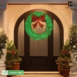 3 Ft. Green Pre-Lit Foldable Lighted Artificial Christmas Garland With LED Lights And Red Bow 15 3 Ft. Green Pre-Lit Foldable Lighted Artificial Christmas Garland With LED Lights And Red Bow -Northlight Shop caphaus christmas garland hdfw chmbt3601 gr hd 4f 1000