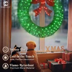 3 Ft. Green Pre-Lit Foldable Lighted Artificial Christmas Garland With LED Lights And Red Bow 12 3 Ft. Green Pre-Lit Foldable Lighted Artificial Christmas Garland With LED Lights And Red Bow -Northlight Shop caphaus christmas garland hdfw chmbt3601 gr hd 66 1000