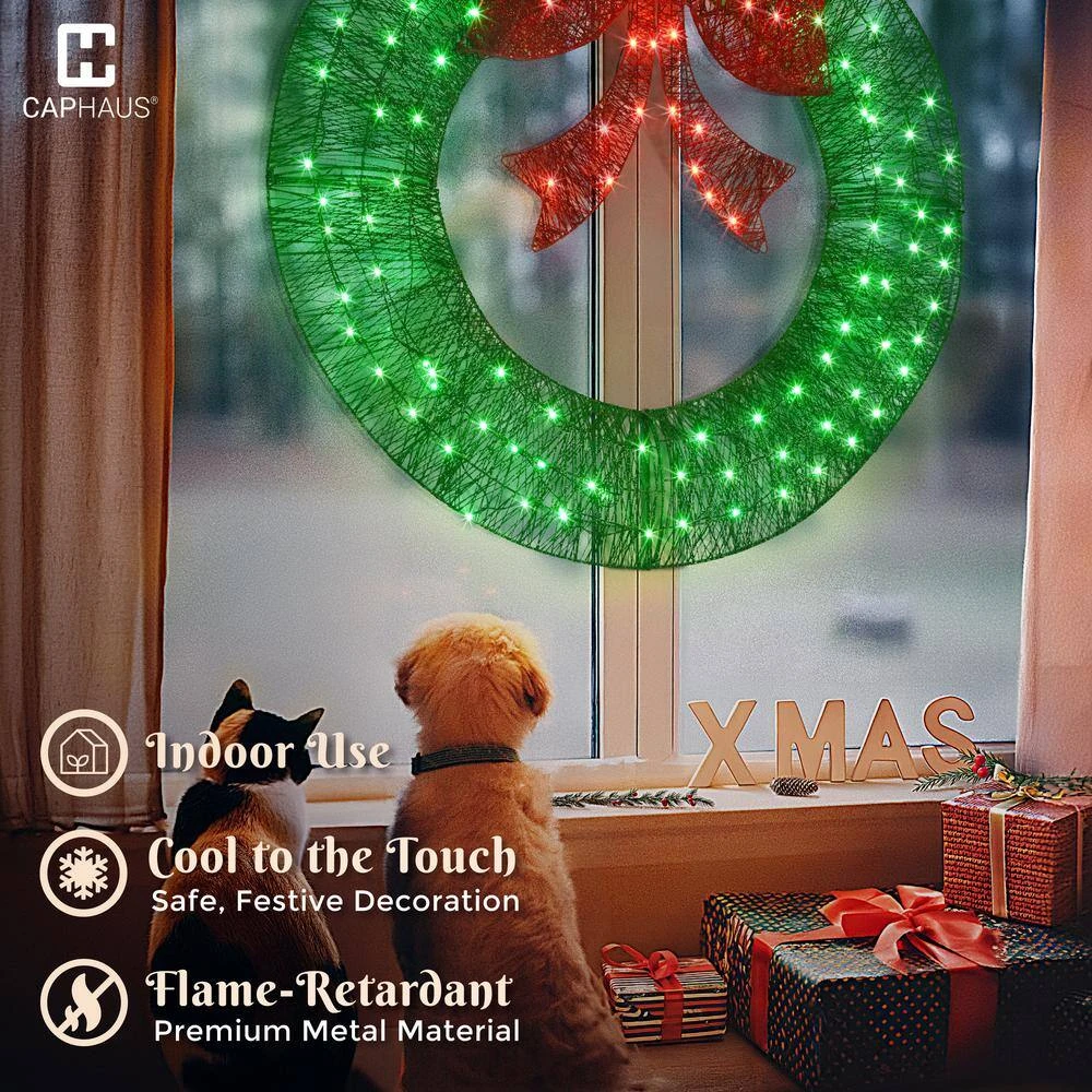 3 Ft. Green Pre-Lit Foldable Lighted Artificial Christmas Garland With LED Lights And Red Bow 5 3 Ft. Green Pre-Lit Foldable Lighted Artificial Christmas Garland With LED Lights And Red Bow - Image 5