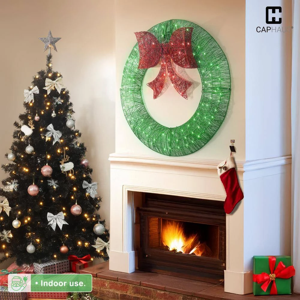 3 Ft. Green Pre-Lit Foldable Lighted Artificial Christmas Garland With LED Lights And Red Bow 7 3 Ft. Green Pre-Lit Foldable Lighted Artificial Christmas Garland With LED Lights And Red Bow - Image 7