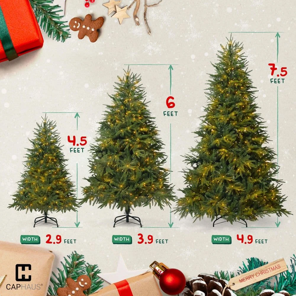 4.5 Ft. Pre-Lit LED PVC And PE Fraser Fir Artificial Christmas Tree With 150 Twinkling Lights And Foldable Stand 4 4.5 Ft. Pre-Lit LED PVC And PE Fraser Fir Artificial Christmas Tree With 150 Twinkling Lights And Foldable Stand - Image 4