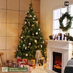 4.5 Ft. Pre-Lit LED PVC And PE Fraser Fir Artificial Christmas Tree With 150 Twinkling Lights And Foldable Stand 16 4.5 Ft. Pre-Lit LED PVC And PE Fraser Fir Artificial Christmas Tree With 150 Twinkling Lights And Foldable Stand -Northlight Shop caphaus pre lit christmas trees hdfc chppgp5403l gr 2 4f 1000