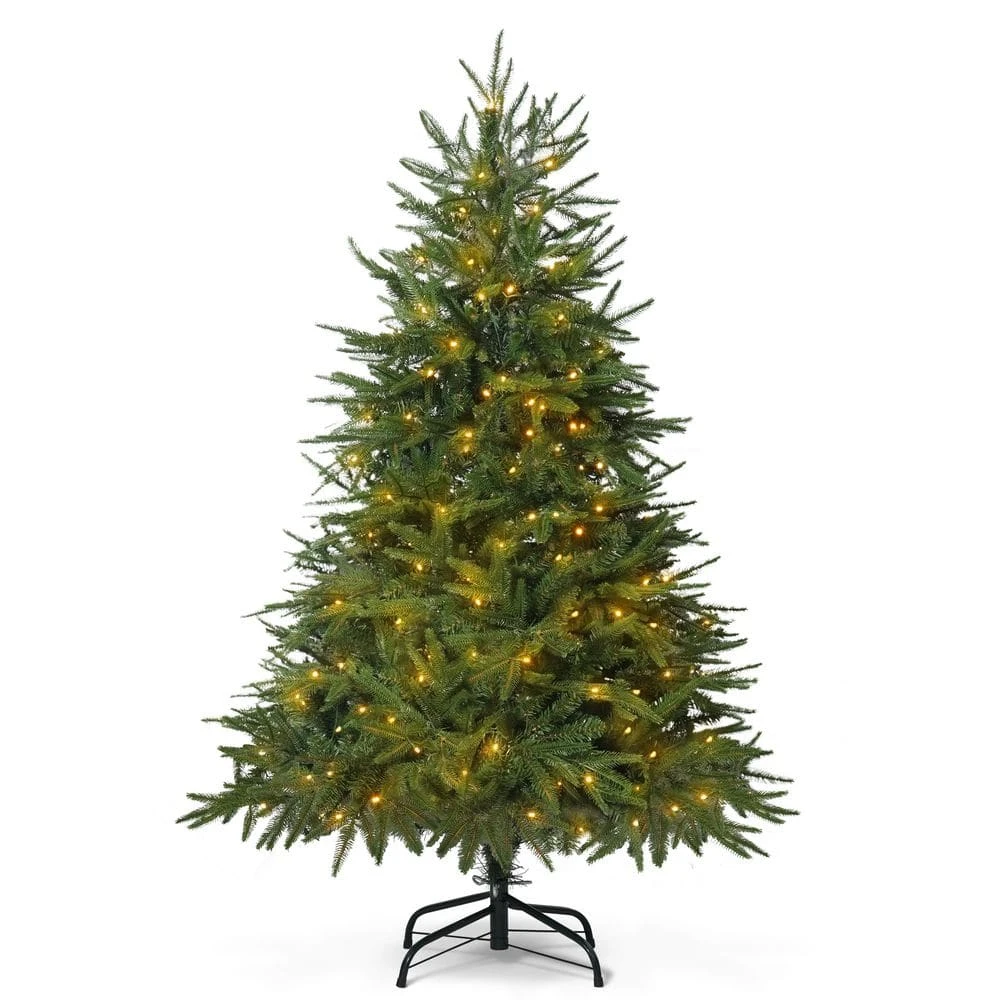 4.5 Ft. Pre-Lit LED PVC And PE Fraser Fir Artificial Christmas Tree With 150 Twinkling Lights And Foldable Stand 1 4.5 Ft. Pre-Lit LED PVC And PE Fraser Fir Artificial Christmas Tree With 150 Twinkling Lights And Foldable Stand