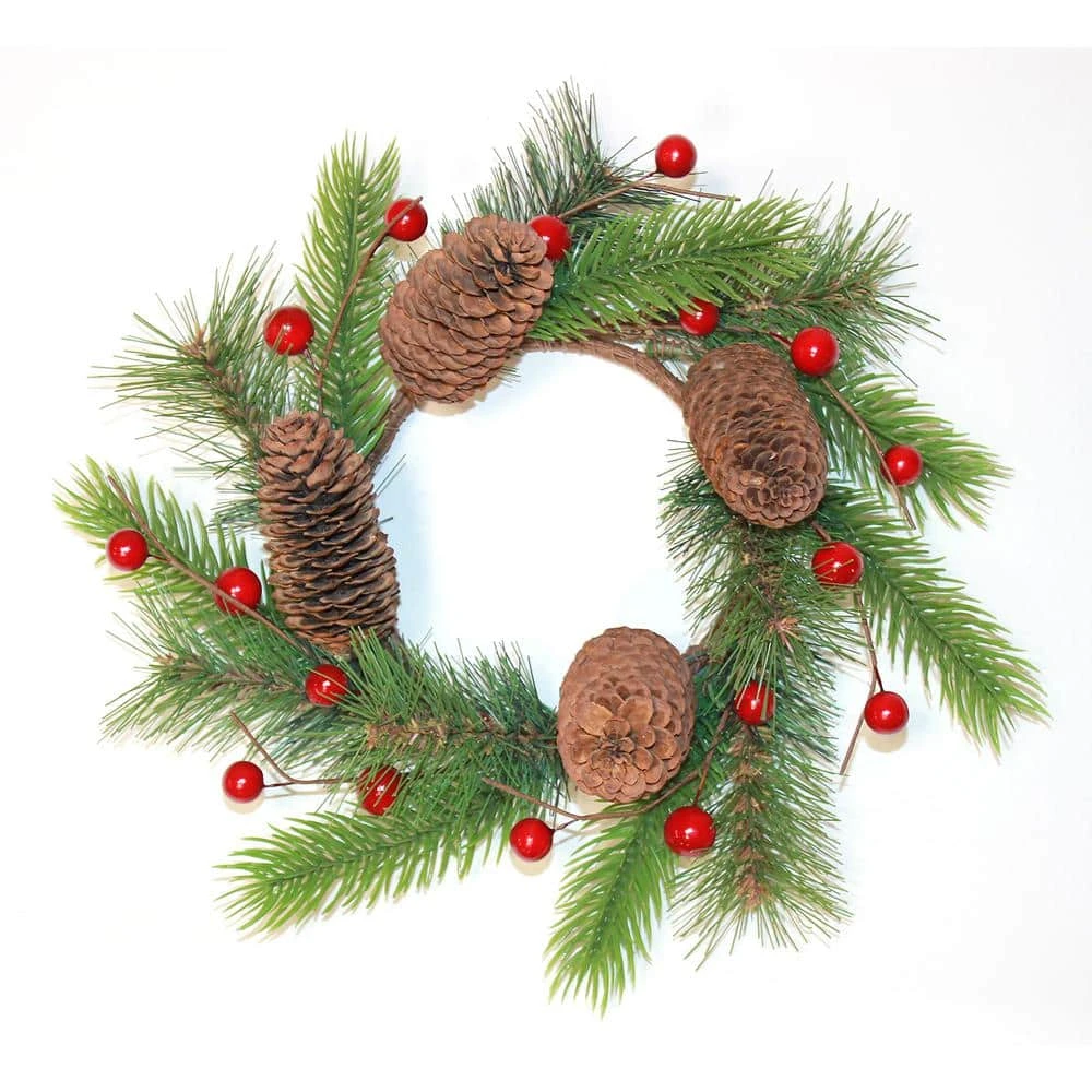 4.5 In. In. Ner Diameter Christmas Pine Cone, Pine, Berry Pillar C And Le Ring, Set Of 2 1 4.5 In. In. Ner Diameter Christmas Pine Cone, Pine, Berry Pillar C And Le Ring, Set Of 2
