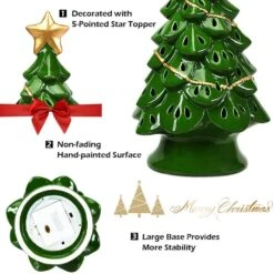 11.5 In. Green Ceramic Tabletop Christmas Tree With Lights -Northlight Shop christmas centerpieces cm hwy 22114 1f 1000