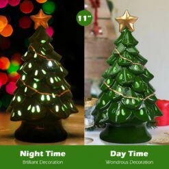 11.5 In. Green Ceramic Tabletop Christmas Tree With Lights -Northlight Shop christmas centerpieces cm hwy 22114 4f 1000