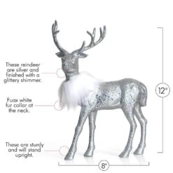 12 In. Silver Glitter Christmas Reindeer - Holiday Deer Figurine Statues Dinner Table Decor Centerpiece (Set Of 2) -Northlight Shop christmas centerpieces or 160 fa 1000