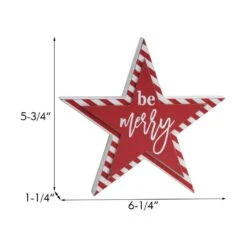 6 In. Red Star-Shaped Christmas Wood Tabletop Photo Holder With Be Merry Text -Northlight Shop christmas centerpieces sg2197 44 1000