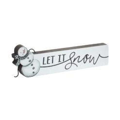 4.375 In. White Wood Let It Snow Christmas Tabletop Decor