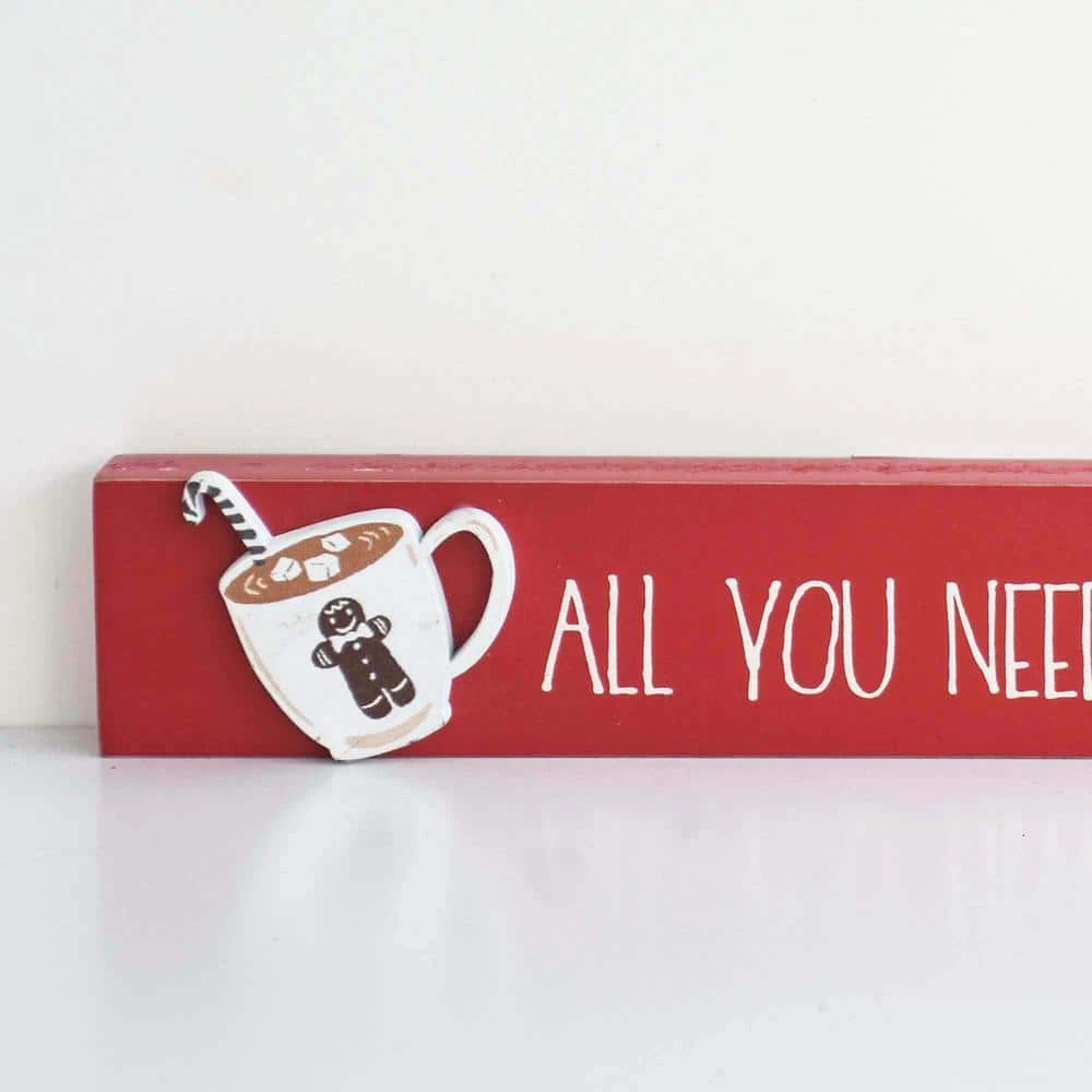 1.75 In. Red Wood All You Need Is Love And Hot Cocoa Christmas Tabletop Sign 5 1.75 In. Red Wood All You Need Is Love And Hot Cocoa Christmas Tabletop Sign - Image 5