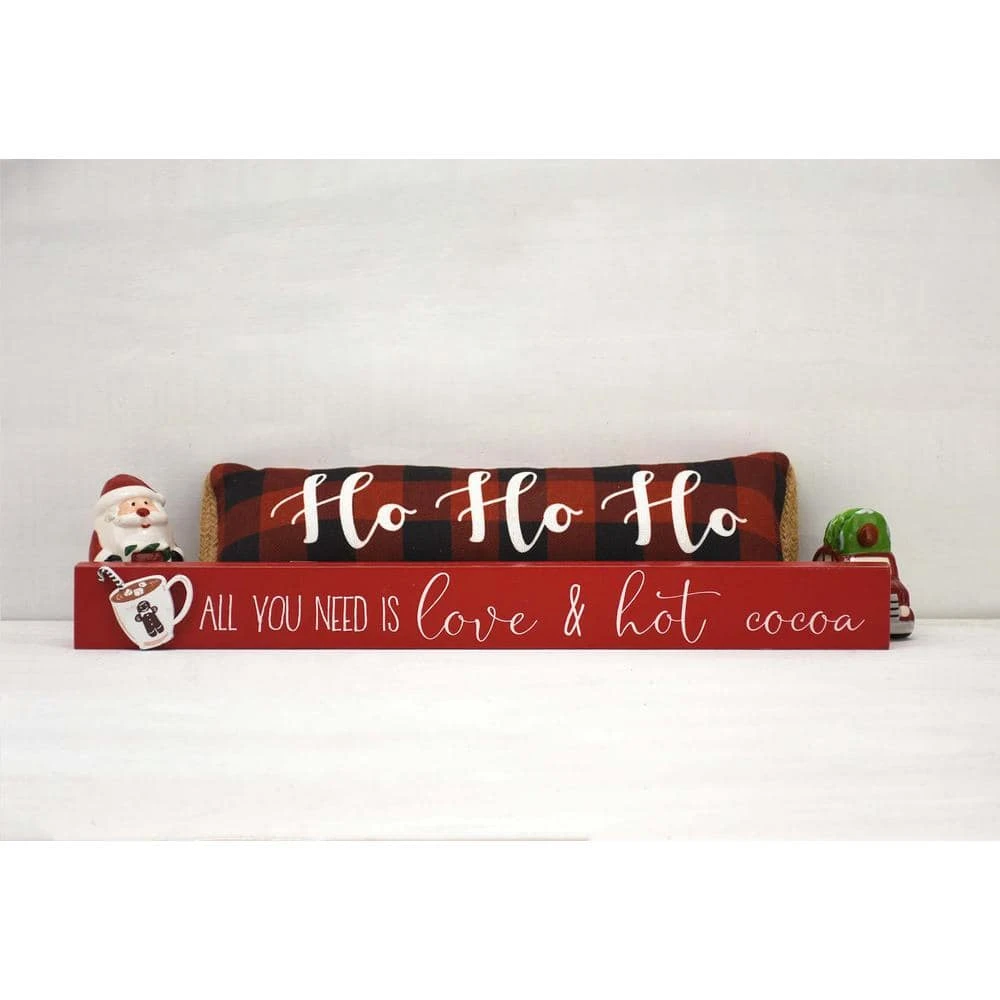 1.75 In. Red Wood All You Need Is Love And Hot Cocoa Christmas Tabletop Sign 4 1.75 In. Red Wood All You Need Is Love And Hot Cocoa Christmas Tabletop Sign - Image 4