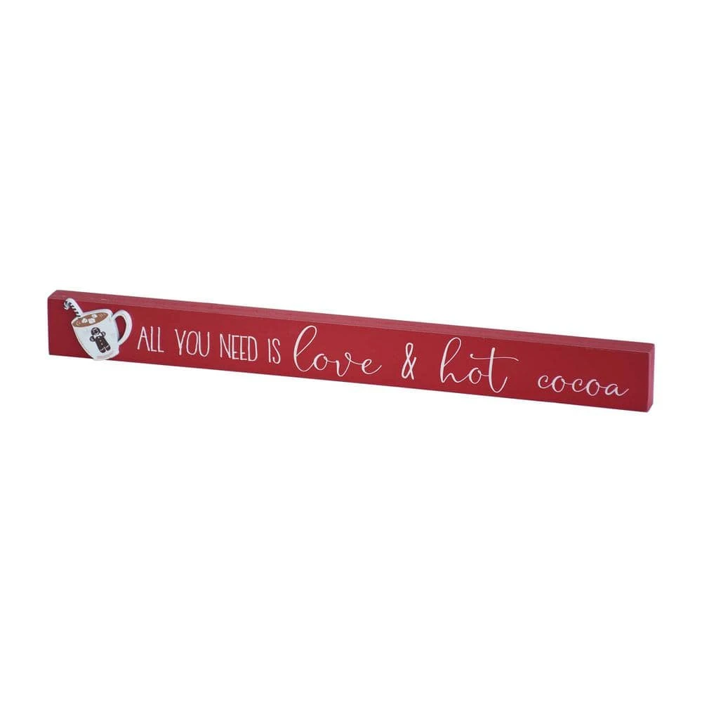 1.75 In. Red Wood All You Need Is Love And Hot Cocoa Christmas Tabletop Sign 3 1.75 In. Red Wood All You Need Is Love And Hot Cocoa Christmas Tabletop Sign - Image 3