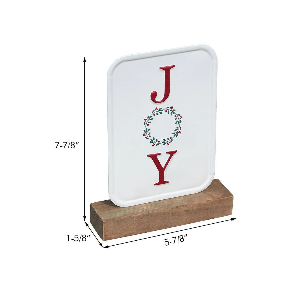 7.8 7 5 In. Joy Christmas Metal Tabletop Sign With Solid Wood Stand 6 7.8 7 5 In. Joy Christmas Metal Tabletop Sign With Solid Wood Stand - Image 6