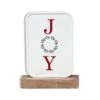 7.8 7 5 In. Joy Christmas Metal Tabletop Sign With Solid Wood Stand -Northlight Shop christmas centerpieces uh336 64 1000