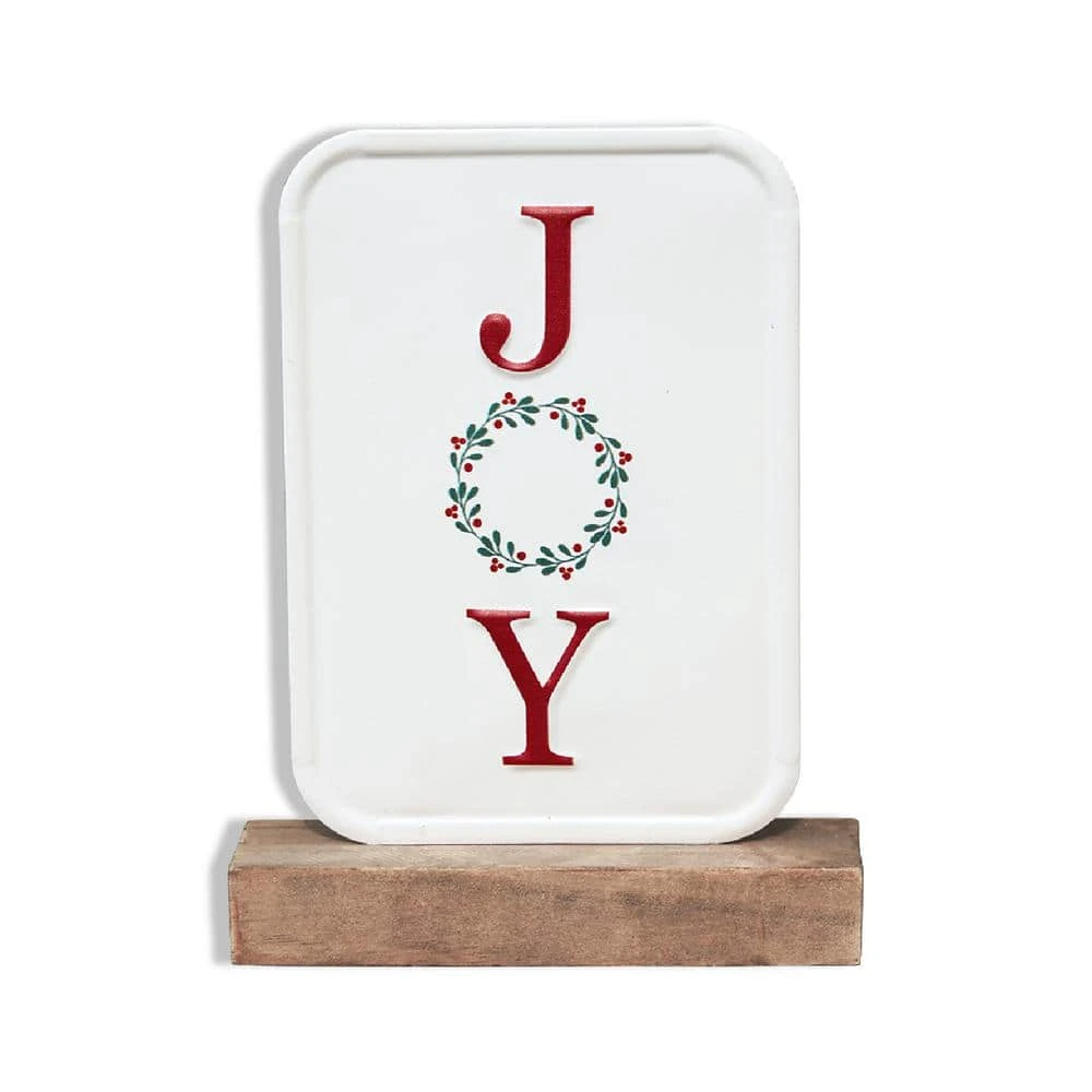 7.8 7 5 In. Joy Christmas Metal Tabletop Sign With Solid Wood Stand 1 7.8 7 5 In. Joy Christmas Metal Tabletop Sign With Solid Wood Stand