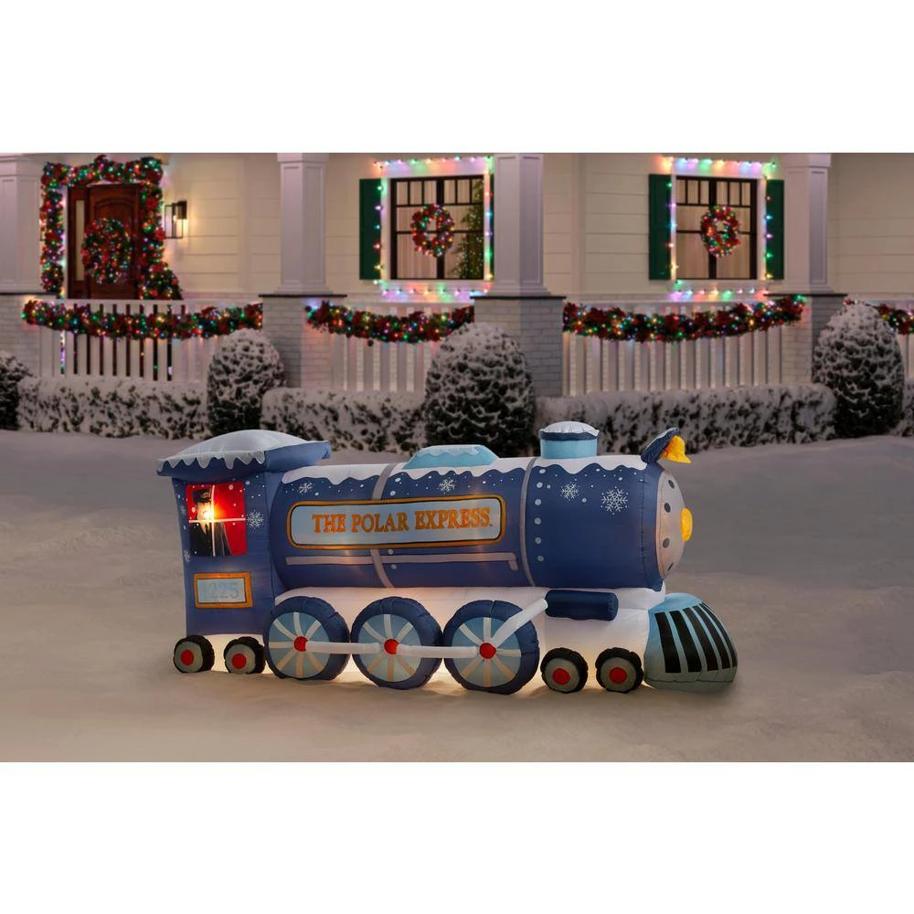 4 Ft Pre-Lit LED Airblown Polar Express Train Christmas Inflatable 2 4 Ft Pre-Lit LED Airblown Polar Express Train Christmas Inflatable - Image 2
