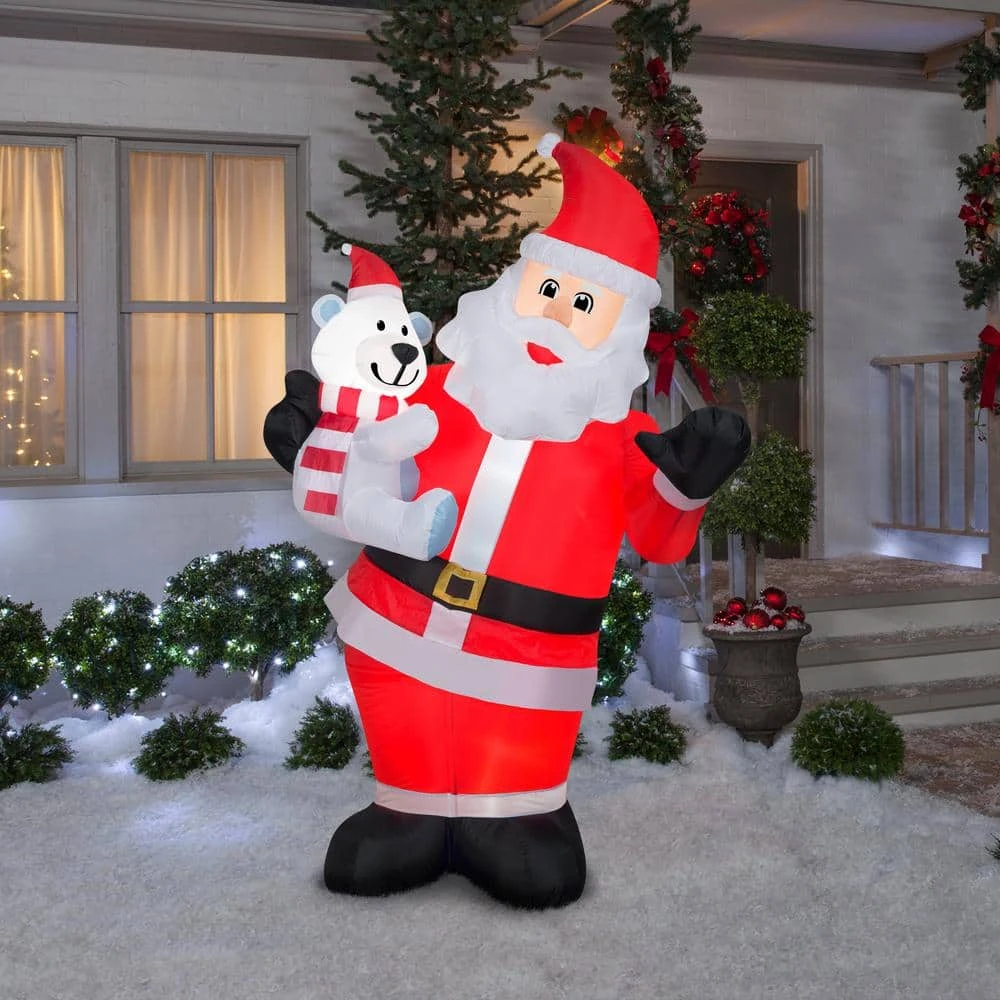 72.05 In. H X 26.77 In. W X 42.91 In. L Christmas Inflatable Animated Airblown-Swaying Santa W/Polar Bear 2 72.05 In. H X 26.77 In. W X 42.91 In. L Christmas Inflatable Animated Airblown-Swaying Santa W/Polar Bear - Image 2