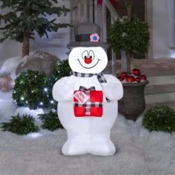 3 Ft. Tall X 2 Ft. W Christmas Inflatable Airblown-Frosty With Black And White Plaid Scarf-SM-WB -Northlight Shop christmas inflatables g 116569 31 1000