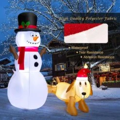 6 Ft. X 4.6 Ft. Inflatable Christmas Snowman With Dog Holiday Decor With Bright LED Lights -Northlight Shop christmas inflatables gym10148 1f 1000