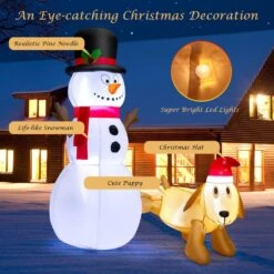 6 Ft. X 4.6 Ft. Inflatable Christmas Snowman With Dog Holiday Decor With Bright LED Lights -Northlight Shop christmas inflatables gym10148 44 1000