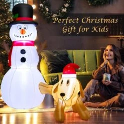 6 Ft. X 4.6 Ft. Inflatable Christmas Snowman With Dog Holiday Decor With Bright LED Lights