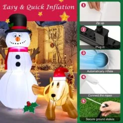 6 Ft. X 4.6 Ft. Inflatable Christmas Snowman With Dog Holiday Decor With Bright LED Lights -Northlight Shop christmas inflatables gym10148 66 1000