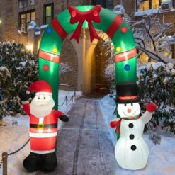 8 Ft. H X 6.7 Ft. Tall Inflatable Archway Christmas Welcoming Decor With Bright LED Lights -Northlight Shop christmas inflatables gym10256 1f 1000