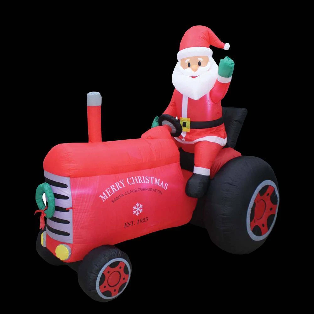 5 Ft. 92 In. H X 4 Ft. W X 6 Ft .25 In. L LED Lighted Christmas Inflatable Vintage Tractor 2 5 Ft. 92 In. H X 4 Ft. W X 6 Ft .25 In. L LED Lighted Christmas Inflatable Vintage Tractor - Image 2