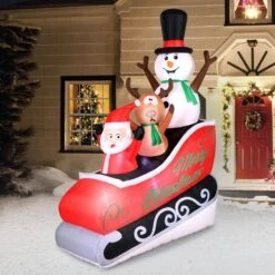 96 In. H X 28 In. W X 70 In. L Christmas Inflatable Airflowz Inflatable Santa Sleigh Ride -Northlight Shop christmas inflatables oc 04819 31 1000