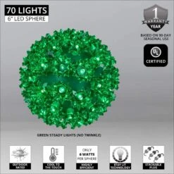 6 In. 70-Light LED Green Decorative Starlight Sphere -Northlight Shop christmas novelty lights 76486 e1 1000
