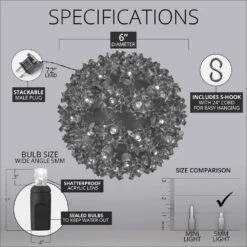 6 In. 70-Light LED Orange Decorative Starlight Sphere -Northlight Shop christmas novelty lights 76504 1f 1000