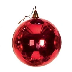 200 Mm Red Christmas Shatterproof Plastic Ball Ornament (Set Of 12)