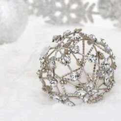 Handcrafted Silver Crystal Floral Chain Wrapped Globe Christmas Ornament (4-Pack) -Northlight Shop christmas ornament sets 7380a0084d9348 d4 1000