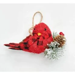 3 In. Cardinal Ornament With Pine Needle (Set Of 3)