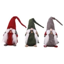 Set Of 3 Christmas Decorations Ornament Santa Old Man Long Beard Doll Christmas Children Gift Window Decoration Supplies