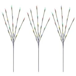 3 Count 29 In. H 60-Light Multi-Color Twinkling LED Twig Tree Pathmarkers