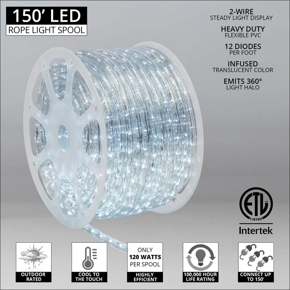 150 Ft. 1800-Light LED Cool White Rope Light Kit 2 150 Ft. 1800-Light LED Cool White Rope Light Kit - Image 2